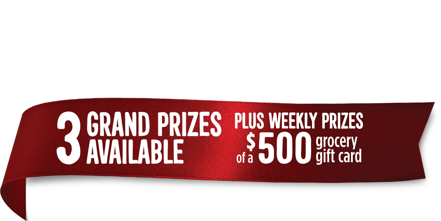 You could WIN Groceries for a Year, 3 Grand Prizes Available plus weekly prizes of a $500 Grocery Gift Card